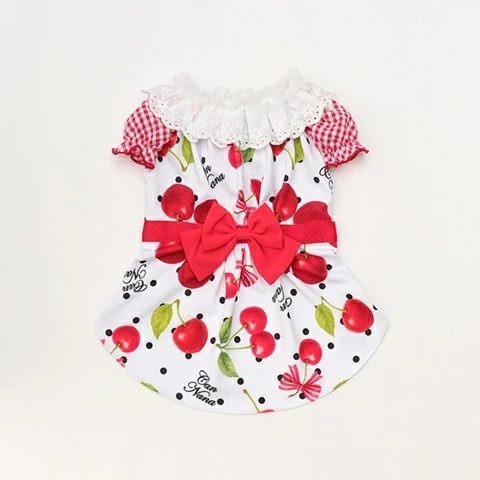 きゃんナナ CanNana オリジナルさくらんぼ柄COOLワンピース 1182 SS/S/S+M/M/L【小型犬 犬服 ドッグウェア ワンピース ドレス スカート】の画像