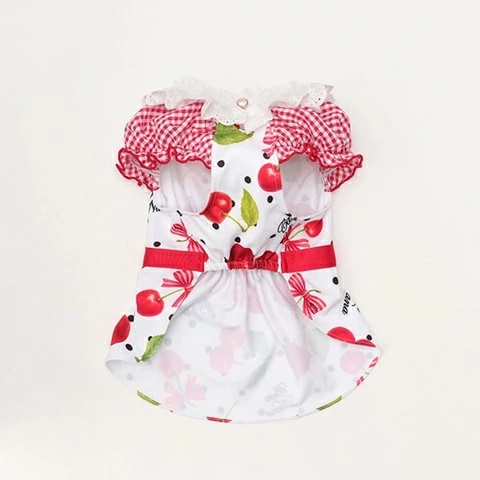 きゃんナナ CanNana オリジナルさくらんぼ柄COOLワンピース 1182 SS/S/S+M/M/L【小型犬 犬服 ドッグウェア ワンピース ドレス スカート】の画像