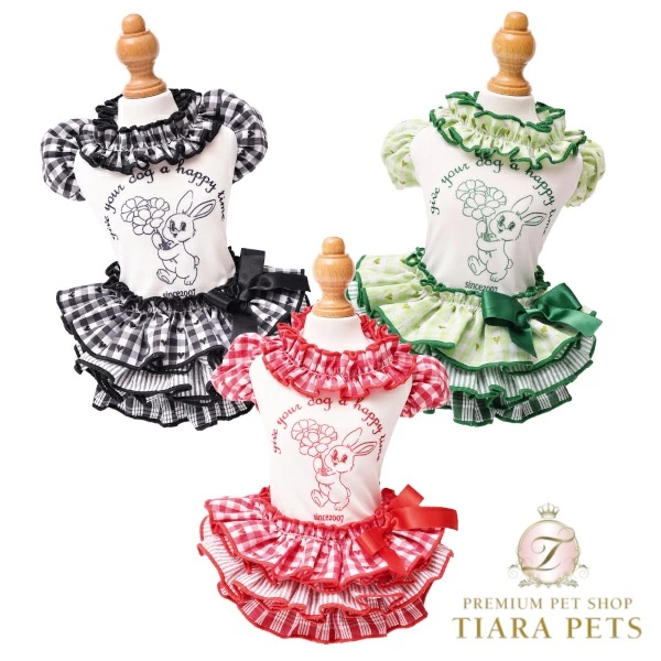 ゴッドピヴァ GODPIVA ★ご予約★ COOLラビットコラージュワンピース XXS/XS/S/SM/M/L【犬服 ドッグウエア ウエア ワンピース ドレス スカート セレブ】