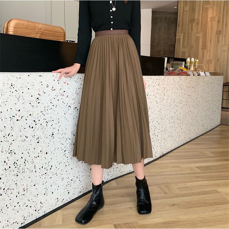 プリーツスカート レディース ミモレ丈スカート ハイウエスト フレア 秋冬 ウエストゴム 大人 美脚 体型カバー 通勤 通学 柔らかい 秋服 | ブランド登録なし | 02