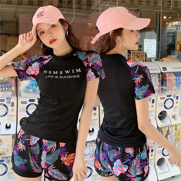 水着 レディース 体型カバー 2点セット セパレート ラッシュガード ママ 学生 長袖 UVカット ロング丈 可愛い お洒落 露出控えめ 大きいサイズ | ブランド登録なし | 02