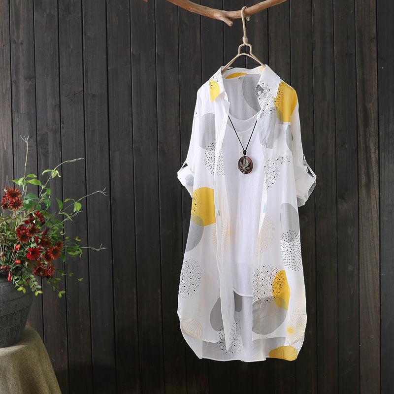 シャツ レディース ロング 長袖 ブラウス ロングシャツ 薄手 カーディガン シャツワンピース 夏 春服 夏服 きれいめ チュニック トップス 羽織 | ブランド登録なし | 02