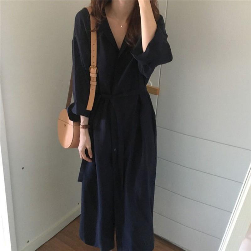 シャツワンピース レディース ロング丈 マキシ丈 長袖 シャツ ワンピース 春 夏 春服 夏服 きれいめ ゆったり チュニック トップス 羽織 | ブランド登録なし | 02