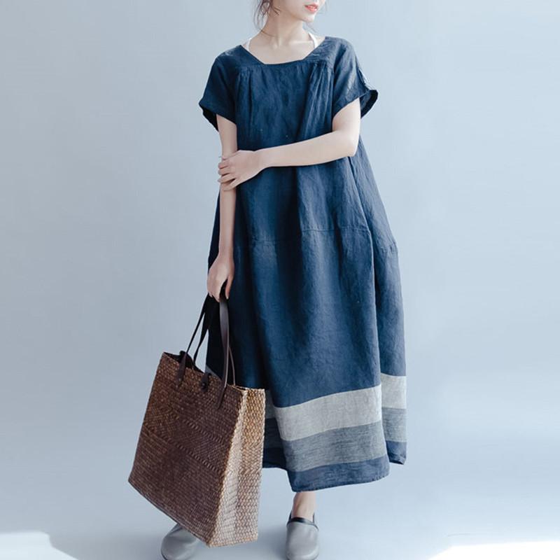 ワンピース レディース ロング丈 マキシ丈 リネン 半袖 シャツ ワンピース 春 夏 春服 夏服 きれいめ ゆったり チュニック トップス | ブランド登録なし | 01
