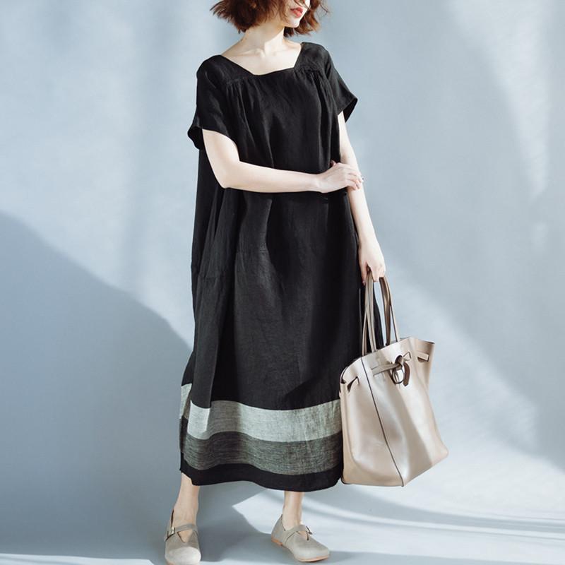 ワンピース レディース ロング丈 マキシ丈 リネン 半袖 シャツ ワンピース 春 夏 春服 夏服 きれいめ ゆったり チュニック トップス | ブランド登録なし | 02