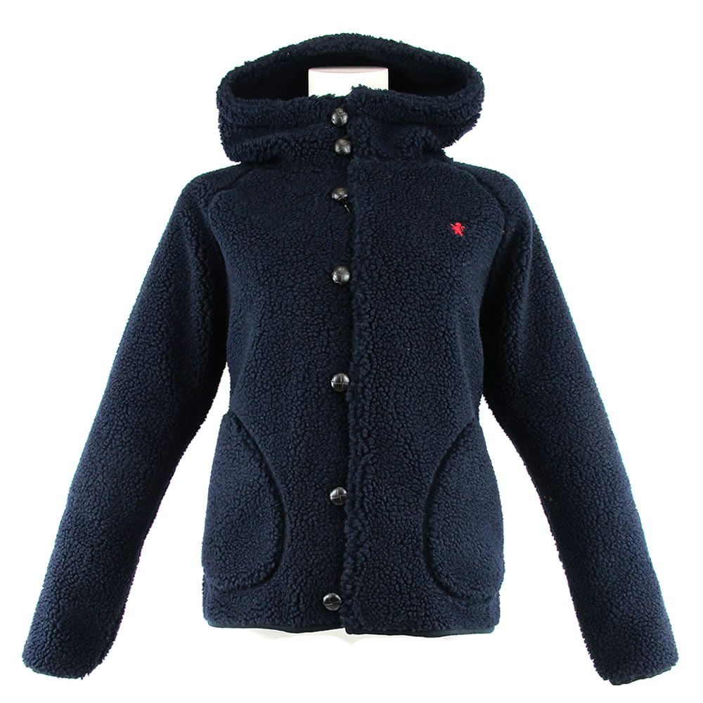 【未使用品】ジムフレックス ボアフリースジャケット くるみボタン 16 GYMPHLEX（ジムフレックス） くるみボタン フードボアジャケット ボア