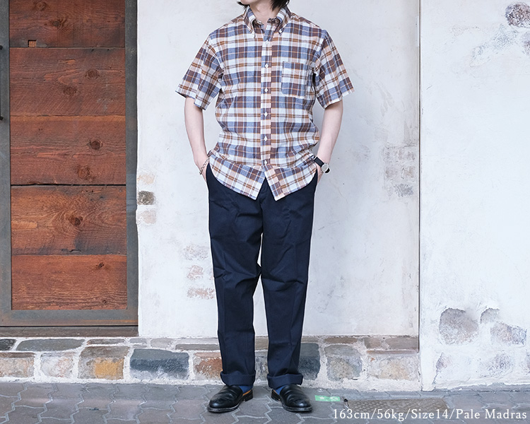 Workers ワーカーズ Short Sleeve BD ショートスリーブ ボタンダウンシャツ Madras Check マドラスチェック コットン  メンズ 〔FL〕