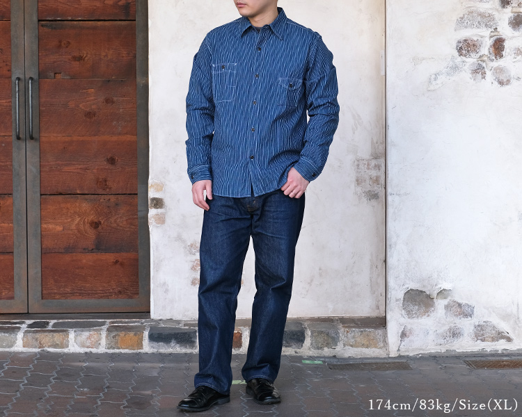 JELADO ジェラード　ストライプワークシャツ　シャンブレー　L JELADO ジェラード スモーカーシャツ Smoker Shirt ドビー