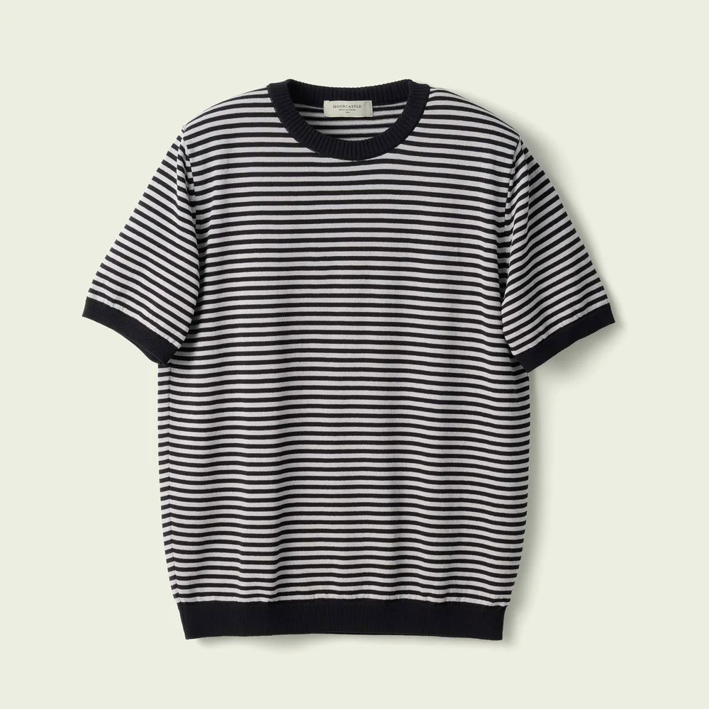 MOONCASTLE アイスコットン黒✖️グレー半袖　L MOONCASTLE ムーンキャッスル ICE COTTON BORDER SHORT CREWNECK
