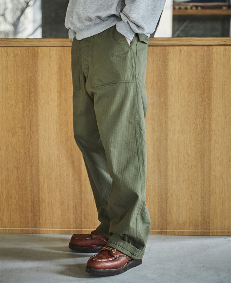 美品 orslow ウール ヘリンボーン ベイカー ファティーグ パンツ 2 M 美品 orslow ウール ヘリンボーン ベイカー ファティーグ パンツ 2 M