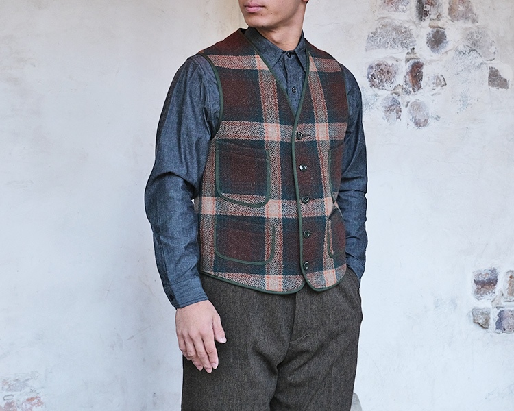 G&F Co. ジーアンドエフ WOOL VEST ウールベスト PLAID プレイド 日本