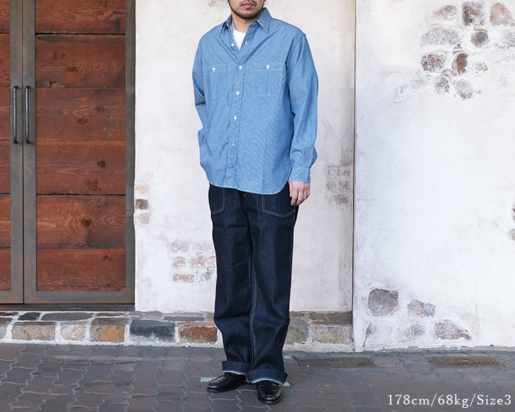 orSlow（オアスロウ） 01-8270-181 Relax Fit Stripe Chambray Work