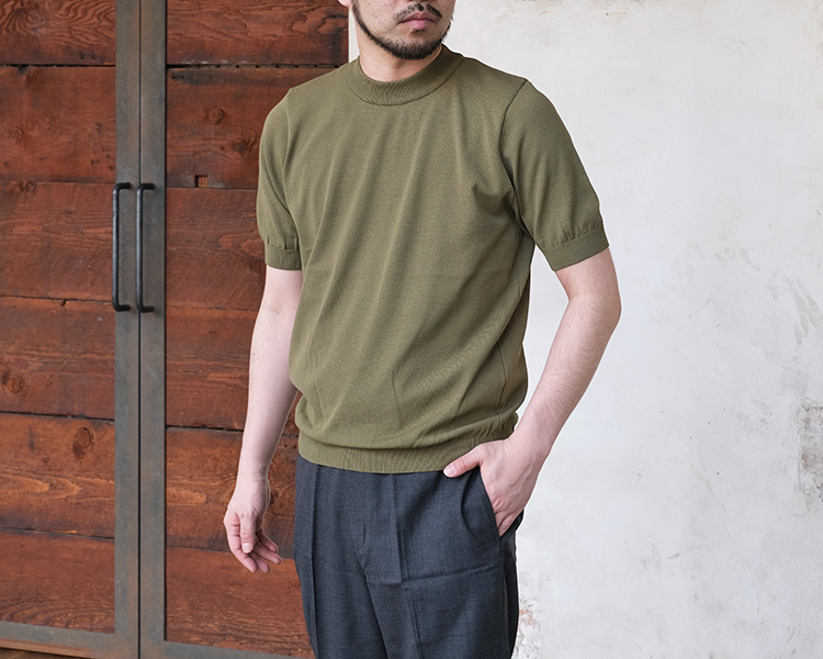 Rinascente リナシェンテ MARMORE マルモレ 94901RA 沼ネック ニット 半袖 メンズ 日本製