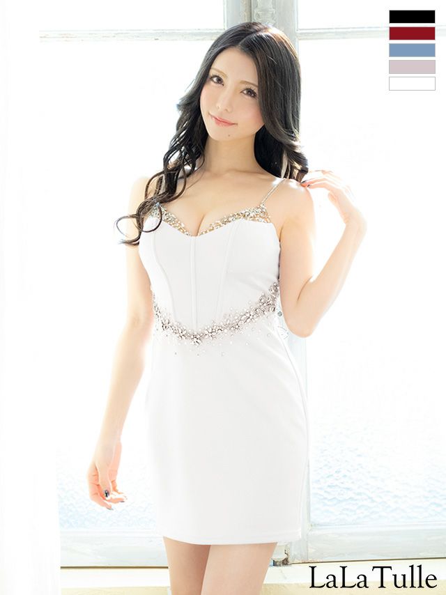 【取り寄せ商品】Angel-R エンジェルアール 高級 キャミソール くびれ クロス ビジュー タイト ミニドレスの画像