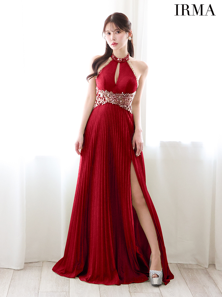 【即日発送】IRMA イルマ キャバドレス 高級 ホルターネック ビジュー スリット Aライン ロングドレスの画像