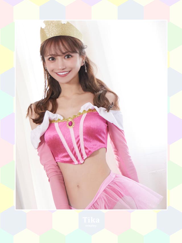 ディズニー 被り物 ピンク jk 王冠付き Tika 眠りの森の美女 オーロラ姫 4点セット 王冠 ピンク