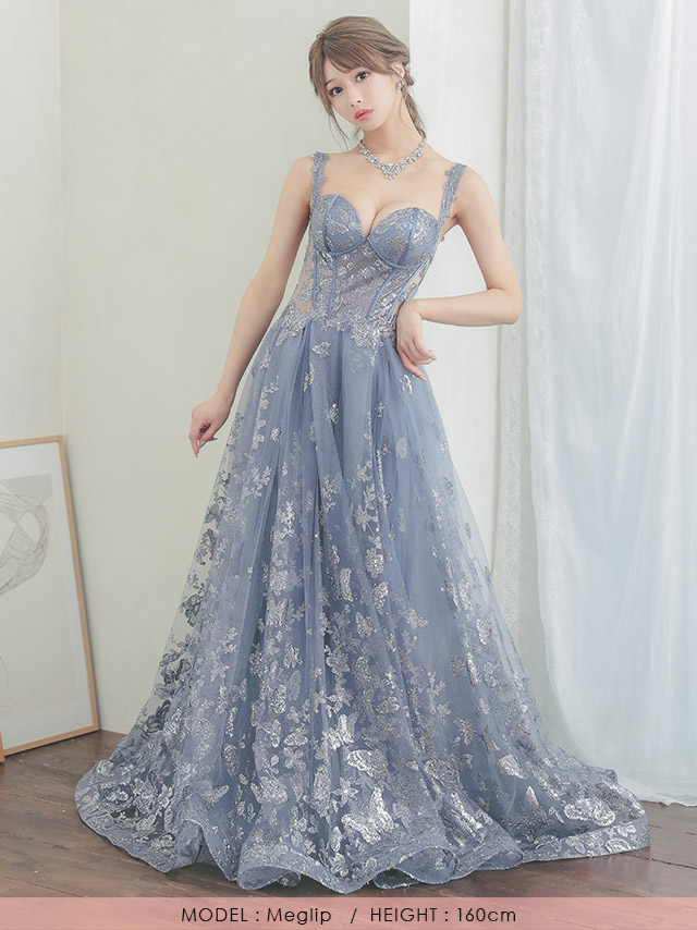 Tika キャバ バースデー ドレス チュール ラメ aライン フレア Tika キャバ バースデー ドレス チュール ラメ aライン フレア