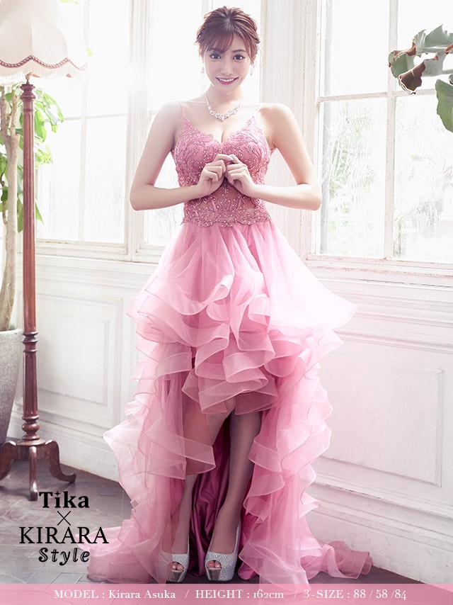 キャバ ドレス キャバドレス ロング 前ミニ 小さい Tika USA L.A