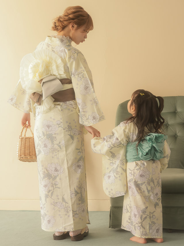 Tika 浴衣 子供 女の子 120 130 セット 親子 キッズ ジュニア