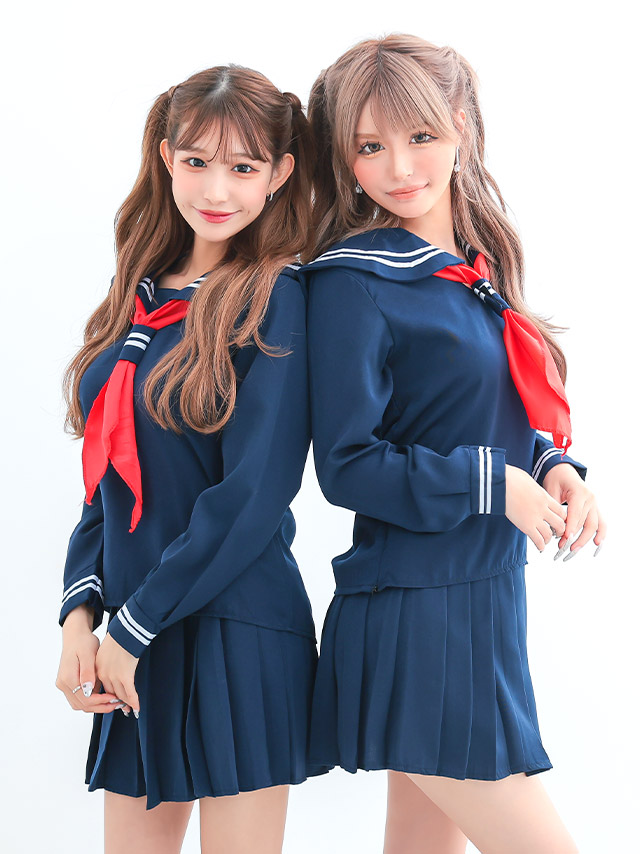 myMinette セーラー服 コスプレ 安い カラー 長袖 紺色 制服