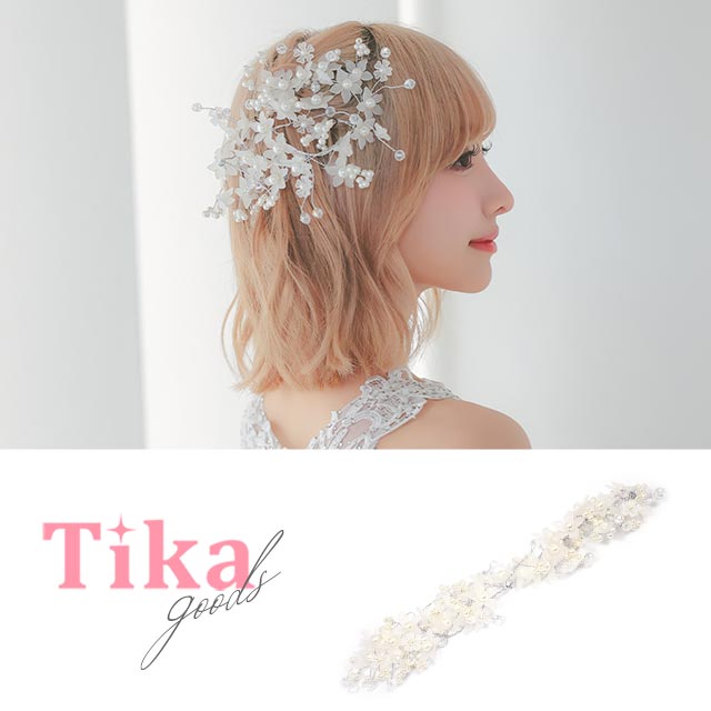 Tika ヘアーアクセサリー 髪飾り ティカ クリアホワイトフラワー