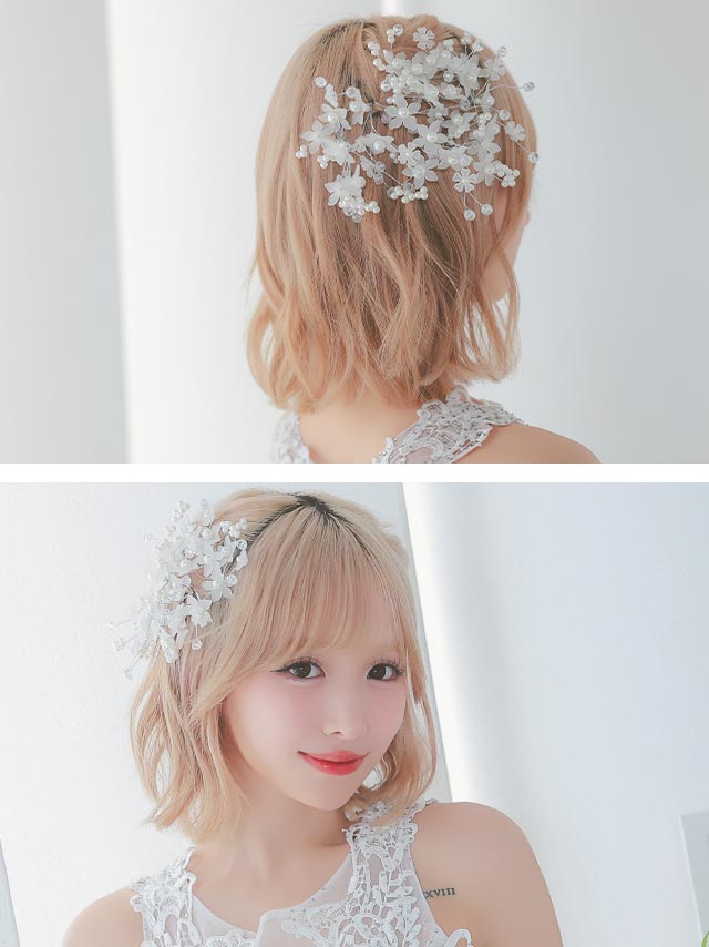 Tika ヘアーアクセサリー 髪飾り ティカ クリアホワイトフラワー