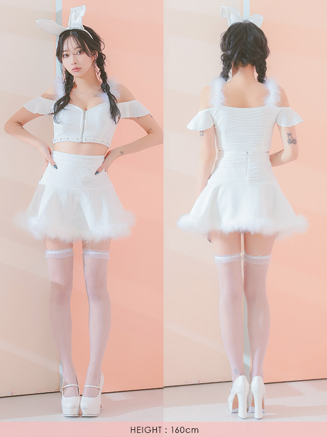 Tika バニー コスプレ バニーガール 衣装 へそ出し ふわふわ