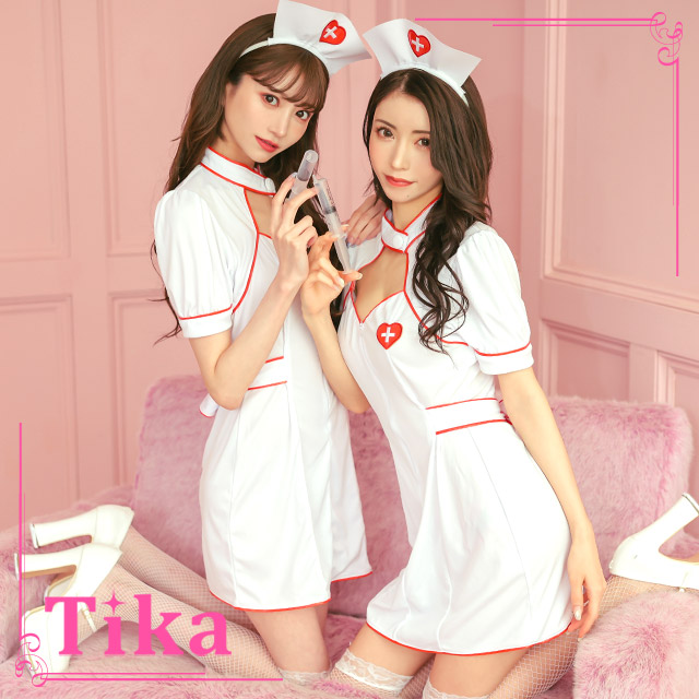 Tika ハロウィン コスプレ ナース 3点セット ワンピース Tika ハロウィン コスプレ ナース 3点セット ワンピース