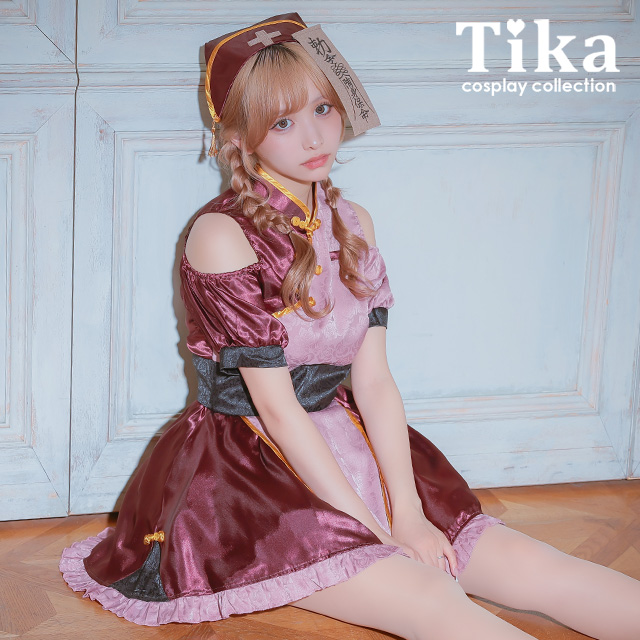 ハロウィンコスプレ フレアスカート 体型カバー 個性キョンシー キャラクター レトロナース 3点セット | Tika | 01