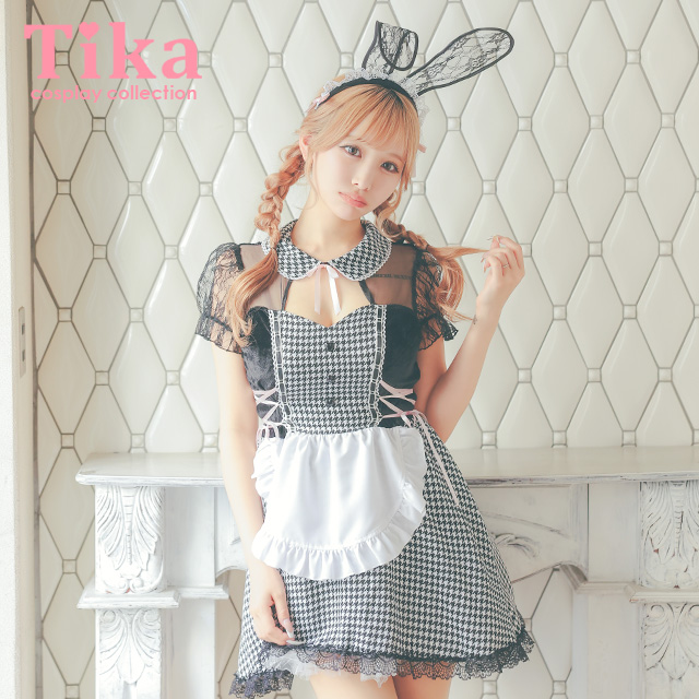 Tika ハロウィンコスプレ ガーリー 千鳥柄 フレア スカート 体型