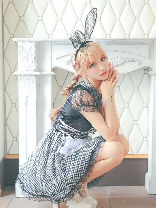 Tika ハロウィンコスプレ ガーリー 千鳥柄 フレア スカート 体型