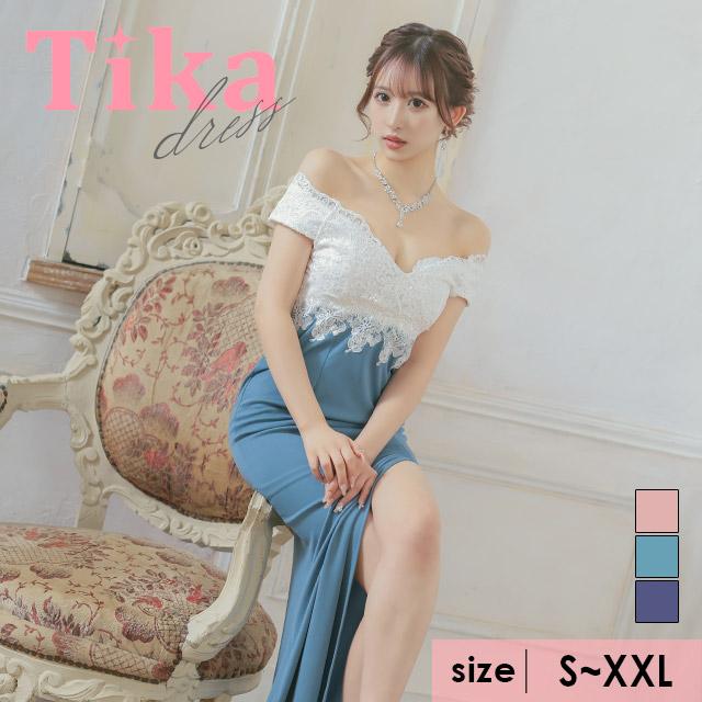 キャバ ドレス ロングドレス 大きいサイズ ピンク ブルーグリーン ネイビー ホワイト ワンピース｜tika｜03