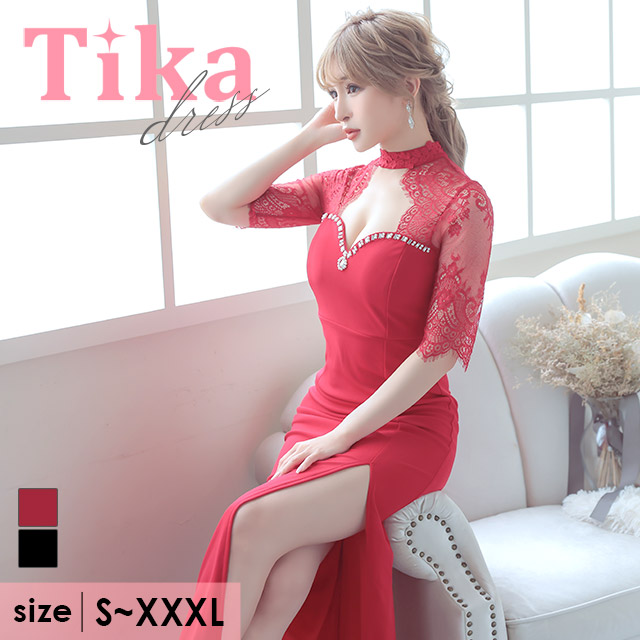 ロングドレス 袖あり キャバドレス ロング 大きいサイズ フラワー レース スリット マーメイド タイト 赤 黒 :tk-ld801146:Tika  ヤフーショッピング店 通販 