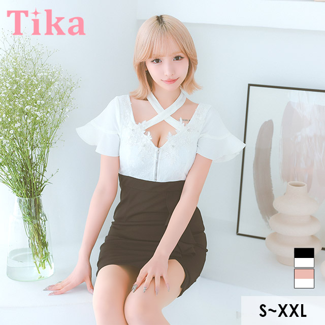 Tika キャバドレス キャバ ドレス ミニ 半袖 大きいサイズ xl
