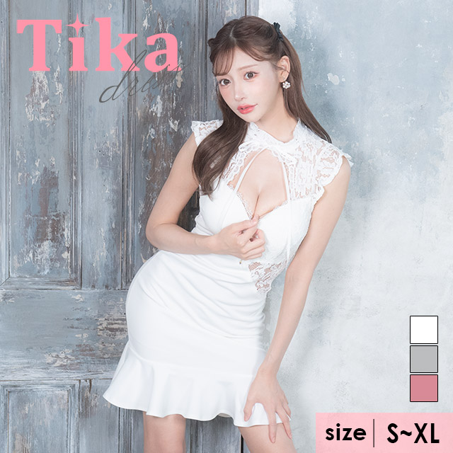 キャバ ドレス タイト 花柄 レース シースルー ハイネック ミニ ワンピース 大きいサイズ xl ...