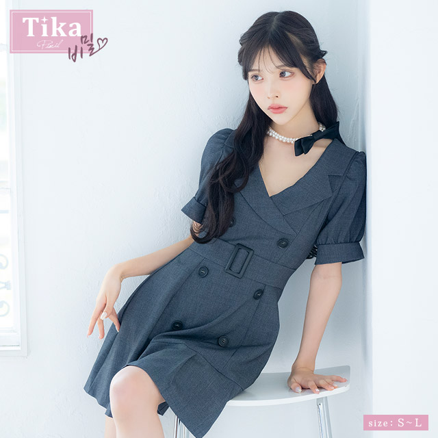 ミニドレス 韓国（ワンピース、チュニック）（色：グレー系
