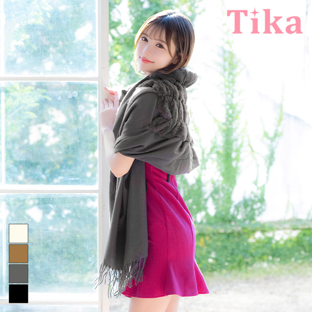ストール ショール レディース パバックフェイク ファーデザイン ニットショール　 | Tika | 02