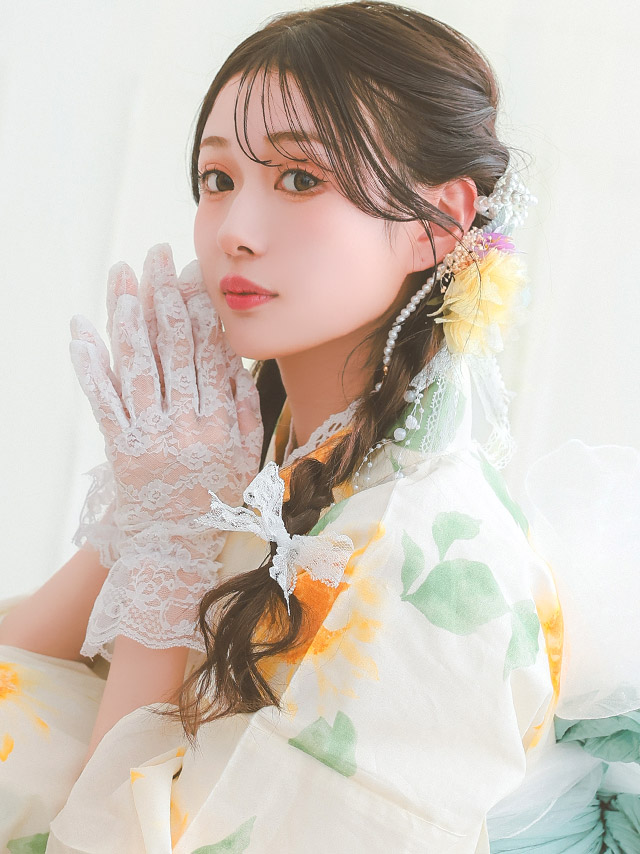 Tika ゆかた 激安 浴衣 髪飾り フラワー パール レース リボン