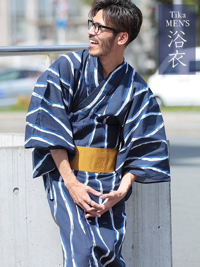 浴衣 メンズ 男性 メンズ浴衣 お洒落 柄 タチワキ 青 紺 紺地 青立涌柄