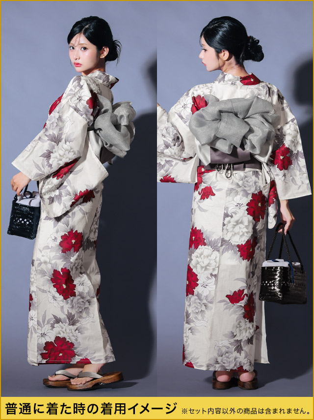 Tika（ティカ） 花魁浴衣 浴衣セット 浴衣レディース 2way 紅白 牡丹柄