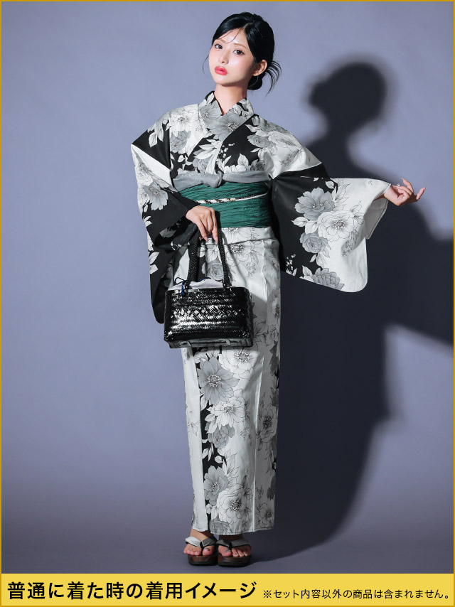 Tika 花魁 浴衣 セット 2way Tika（ティカ） 花魁浴衣 浴衣セット 浴衣レディース 2way 線画 牡丹柄