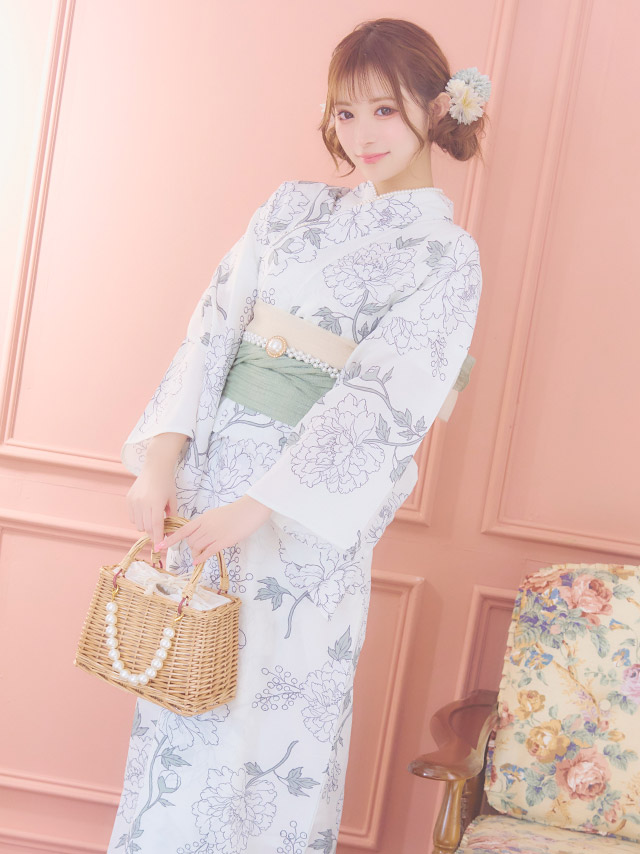 Tika 浴衣 レディース セット スウィートクリーム×繊細フラワー