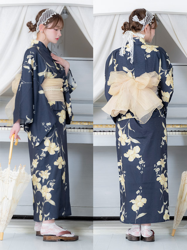Tika ワンピース浴衣【3点セット】 Tika 浴衣 レディース セット セパレート 紺地 アンティーク