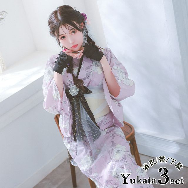 tika 浴衣　妖艶　新品未使用品 Tika 浴衣 レディース 50代 フリーサイズ セット 20代 40代 妖艶