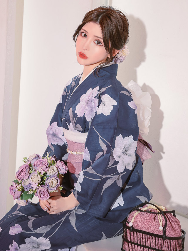 Tika  妖艶　浴衣　レディース　紫　白　黒 Tika 妖艶浴衣レディース紫白黒