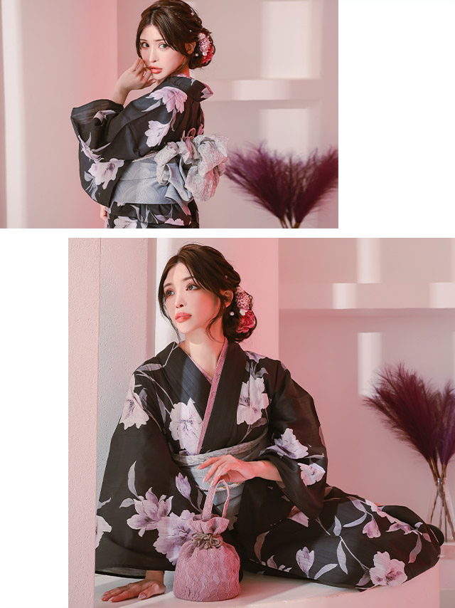 【美品】anan高級ゆかた　浴衣　夏着物　黒地　花柄　ゆり　定価2万　3点セット 楽天市場】＼超目玉！☆9,990円⇒6,993円／クーポンで30%OFF☆8