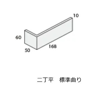 二丁平 タイル 標準曲り 曲がり コーナー 角用 x60 1枚 接着加工品 昭和 アンティーク 和風 エントランス 壁 門扉 塀 蔵 補修 DIY TNR SN ST 赤レンガ ひだ FS｜tileonline