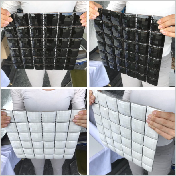 ミラー モザイクタイル 50角 磁器 シート 白と黒のデザインタイル 壁用