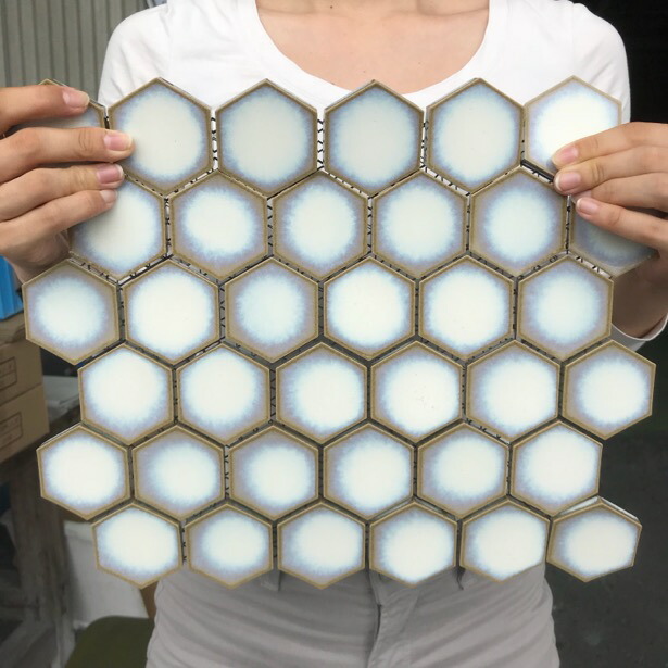 六角モザイクタイル シート ハニカムタイル ヘキサグレイズ 磁器