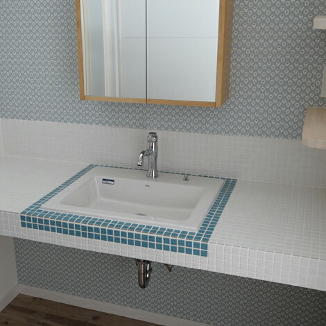 モザイクタイル シート 磁器 25角 アート くて な 青 アンティーク